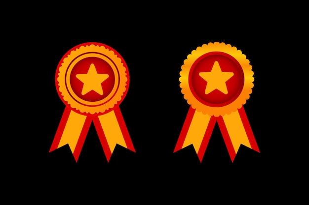 Vector award label with star and ribbons