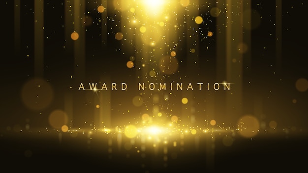 Vector award nomination ceremony luxury with golden glitter sparkles and bokeh