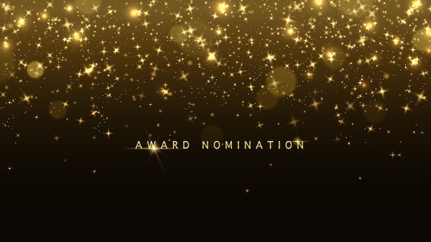 Vector Award nomination ceremony luxury with golden glitter sparkles and bokeh