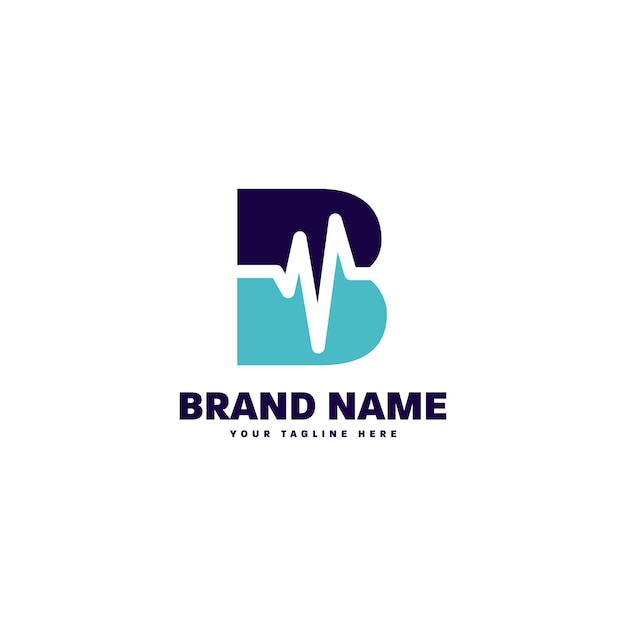 Vector B letter logo design with heart line concpet