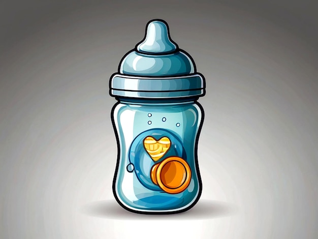 Vector baby drinking bottle with pacifier vector isolated doodle illustration isolated