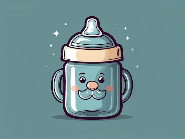 Vector vector baby drinking bottle with pacifier vector isolated doodle illustration isolated
