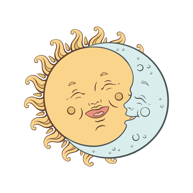 Vector baby hemellichamen schattige maan en zon Pastel hand getekende kinderkamer of textiel ontwerp voor kinderen