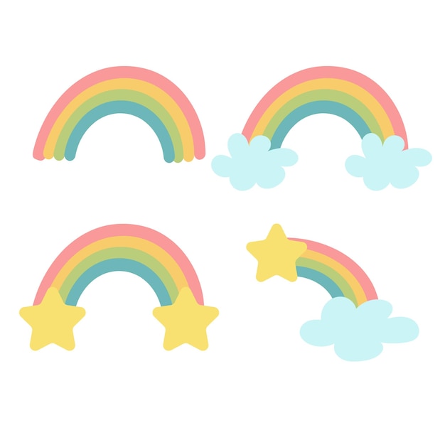 Vector vector baby rainbow illustration hand drawn nursery modern rainbow