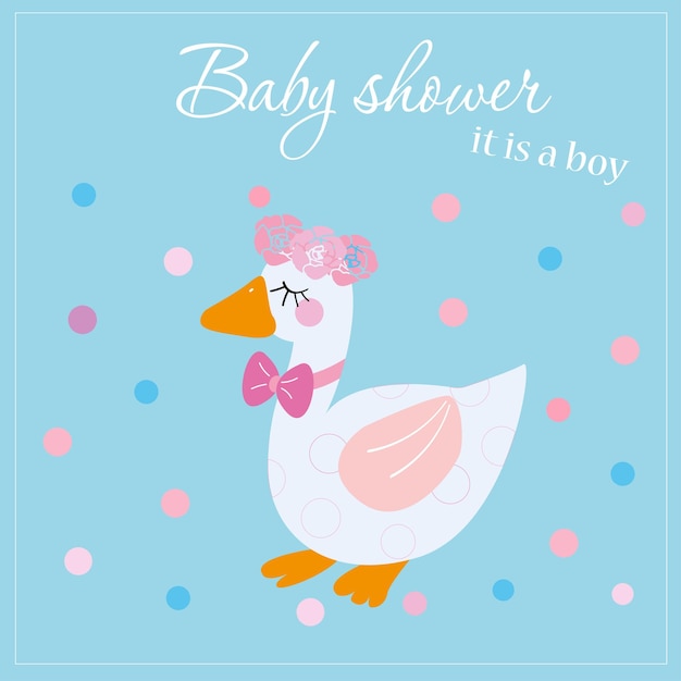 Vector baby shower card for boy