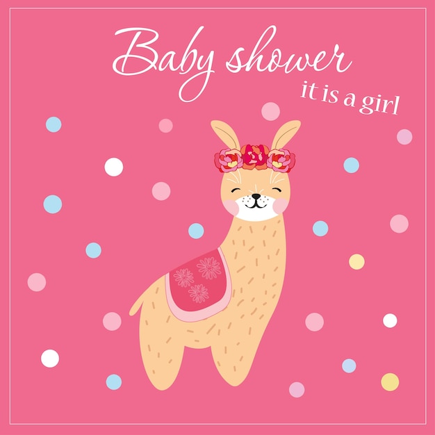 Vector baby shower card for girl