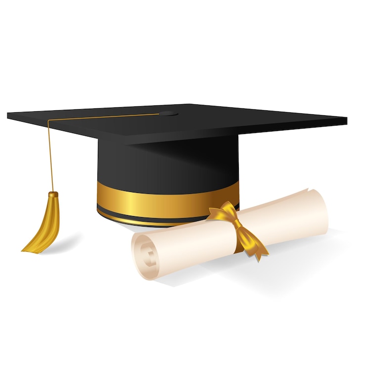 Vector vector bachelor hat with diploma