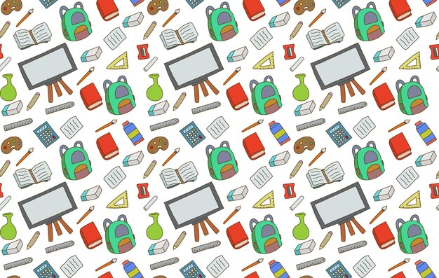 Vector Back to school pattern hand drawn vector illustration tools for school