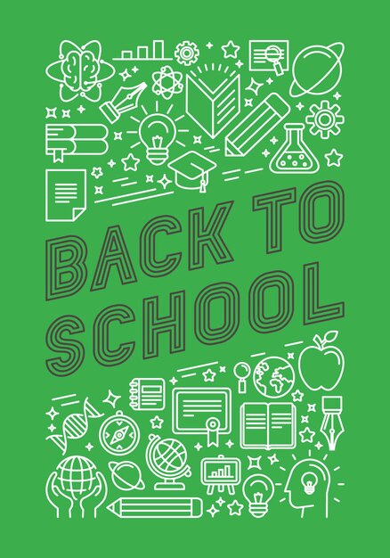 Vector vector back to school poster design in trendy linear style