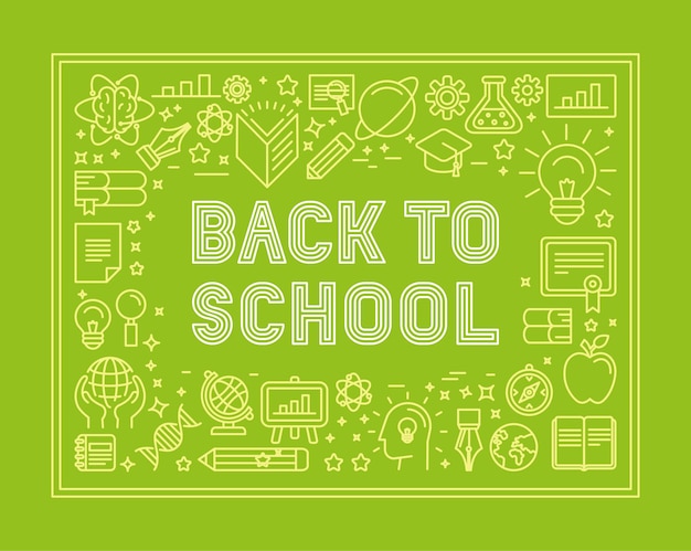 Vector back to school poster design in stile lineare alla moda