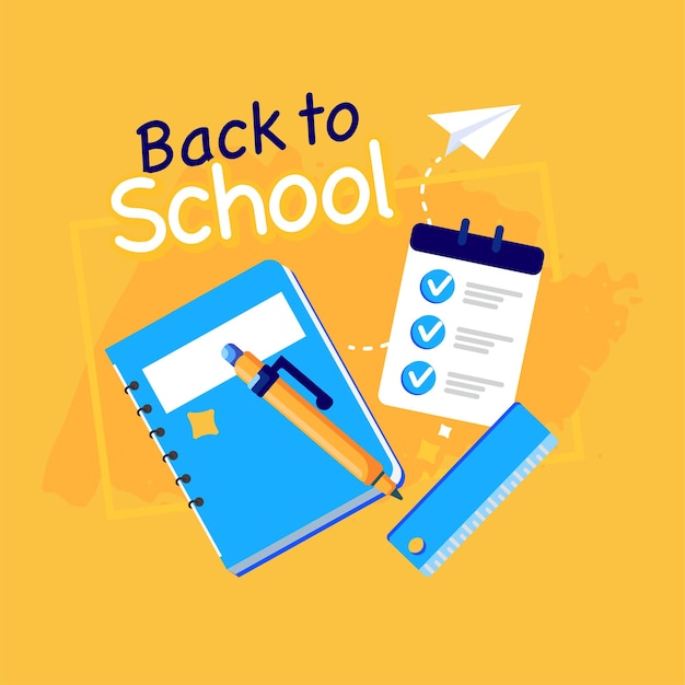 Vector vector back to school with colorful pencil and other learning items