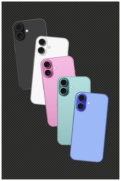 vector back of smartphone in black white pink green and blue color