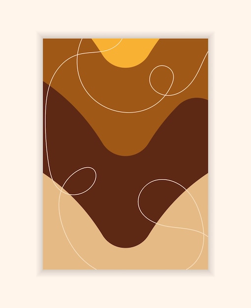 Vector background abstract stripes and lines Poster in autumn colors Hills and roads fantasy Minimal natural style posters wall arts Design card stories postcard cover invitations for autumn holidays