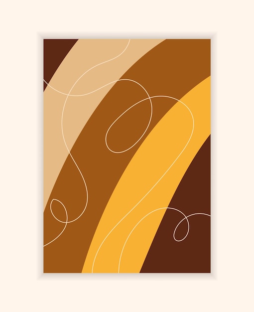 Vector vector background abstract stripes and lines poster in autumn colors hills and roads fantasy
