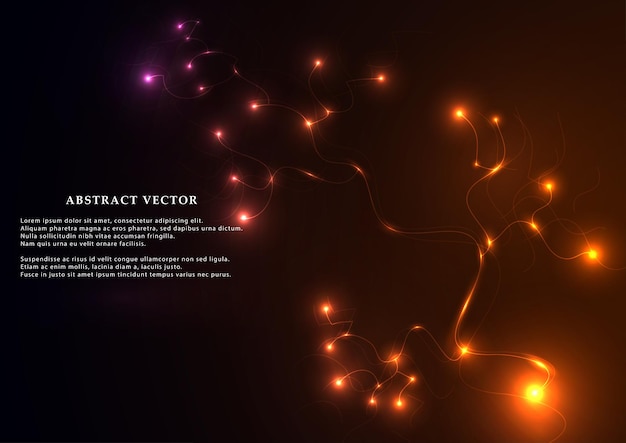 Vector background abstract technology communication data science with bright lights