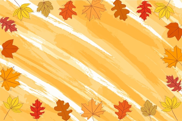 Vector background of autumn foliage Autumn leaves Hand drawn autumn wallpaper Vector illustration