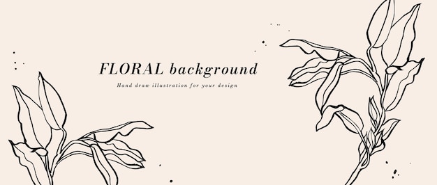 Vector vector background or banner with ink sketch eucalyptus branches and typography template web wallpaper linear floral art with botanical illustration