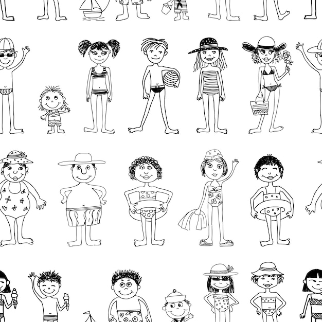 Vector vector background of different people on beach rest