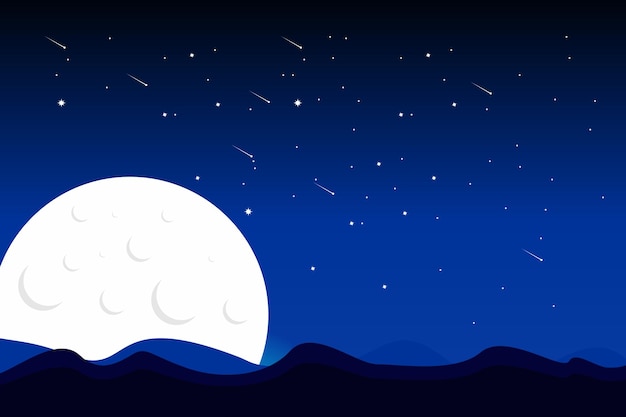 Vector vector background full moon landscape