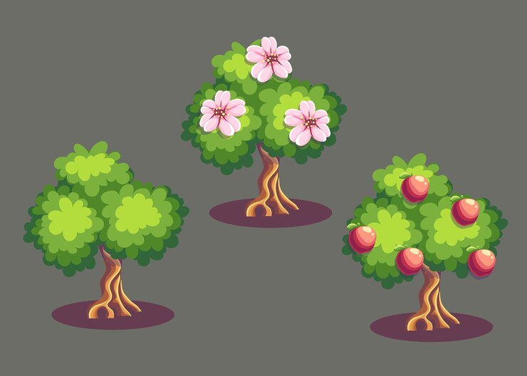 Vector vector background illustration fruits apple growth phases