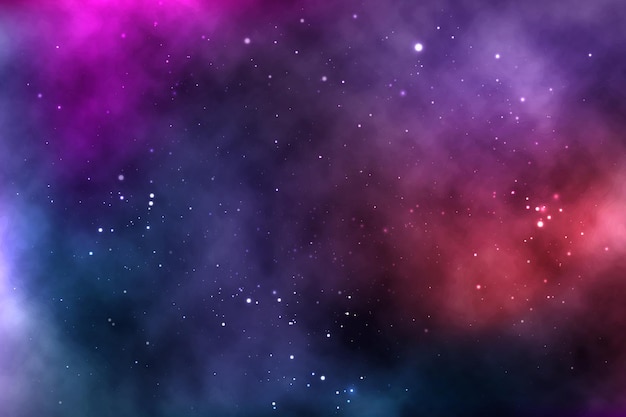 Vector background of an infinite space with stars, galaxies, nebulae. bright oil stains and blots with white dots