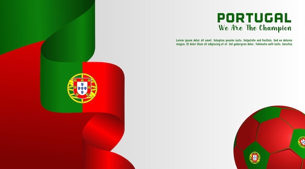 Vector background Portugal flag with ball soccer social media template perfect color combination