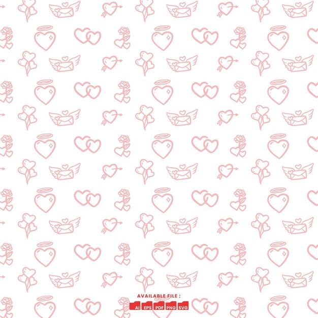 Клипарт Vector Background Red Valentine в стиле doodle