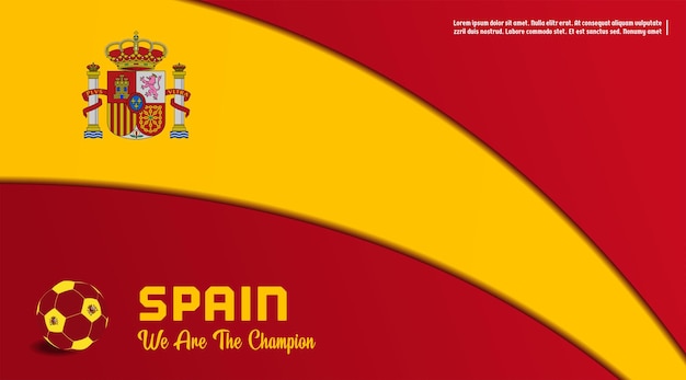 Vector background spain flag with ball soccer vector illustration and text perfect color combination