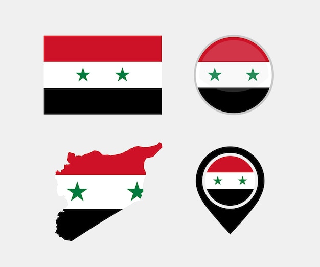 시리아 국기의 벡터 배경입니다. 국기와 함께 시리아 국기지도 국가