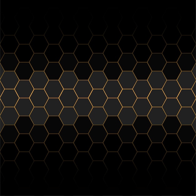 ベクター背景技術ハニカム ブラックとゴールデン - 高解像度