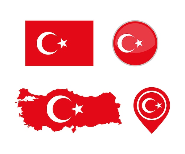 Vector background of the turkey flag. Turkey flag map country with National flag