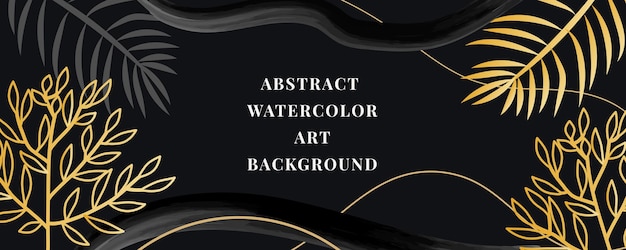 Vector background of watercolor art Wallpaper design with a brush black gold brushes circles