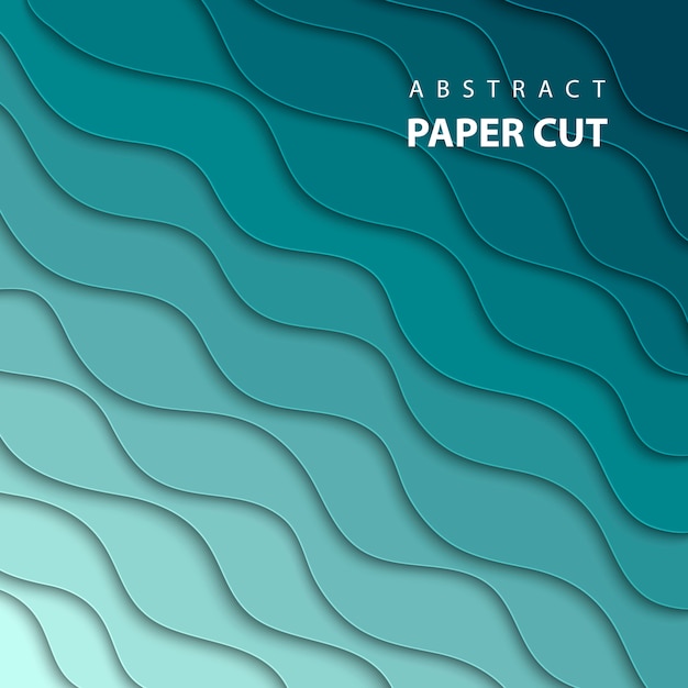 Vector vector background with blue gradient paper cut