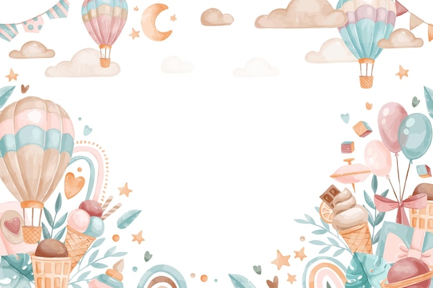 Vector background with childish elements illustrations Used for wallpaper photo background