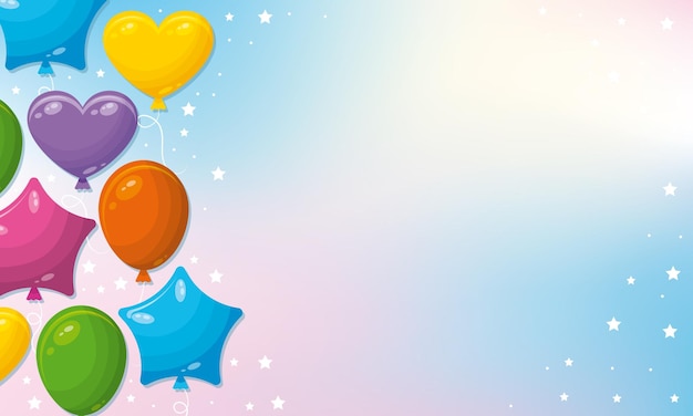 Vector background with colorful balloons and stars