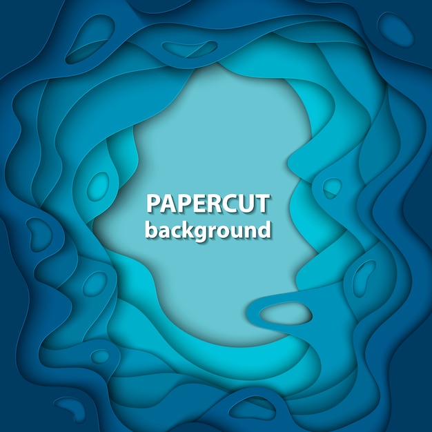 Vector background with deep blue color paper cut