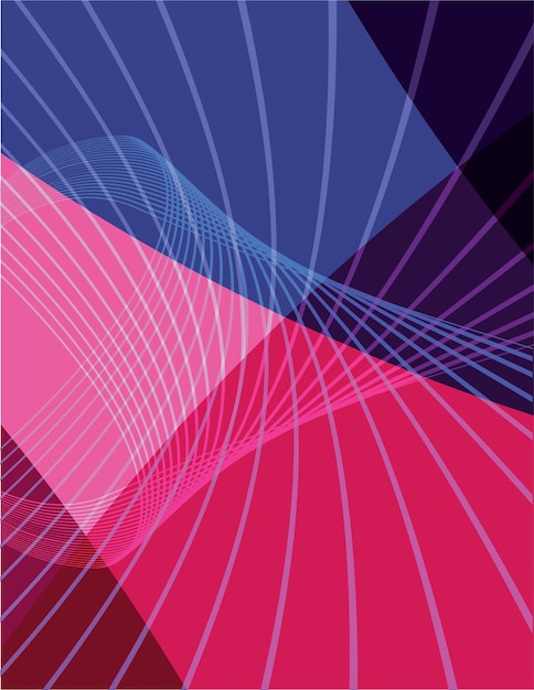 Vector background with flowing lines on pink and blue background isolated on transparent background