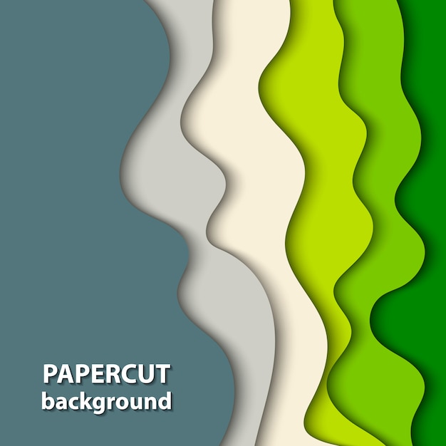 Vector background with green and beige paper cut 