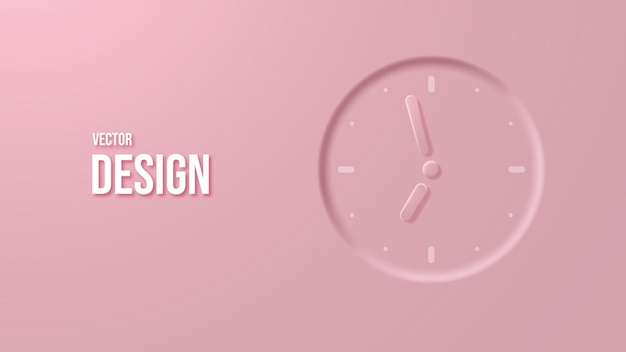 Vector background with a large dial clock on a pink background