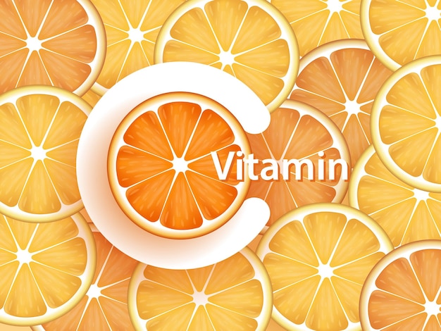 Vector vector background with lemon and orange slices natural vitamin c