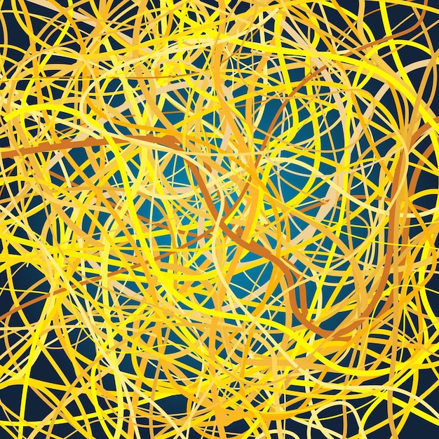 Vector background with moving colorful lines Blue background of yellow curves lines xA