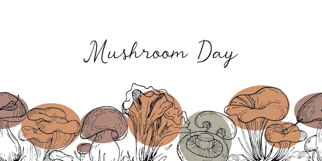 Vector vector background with mushrooms vintage autumn season design  national mushroom day