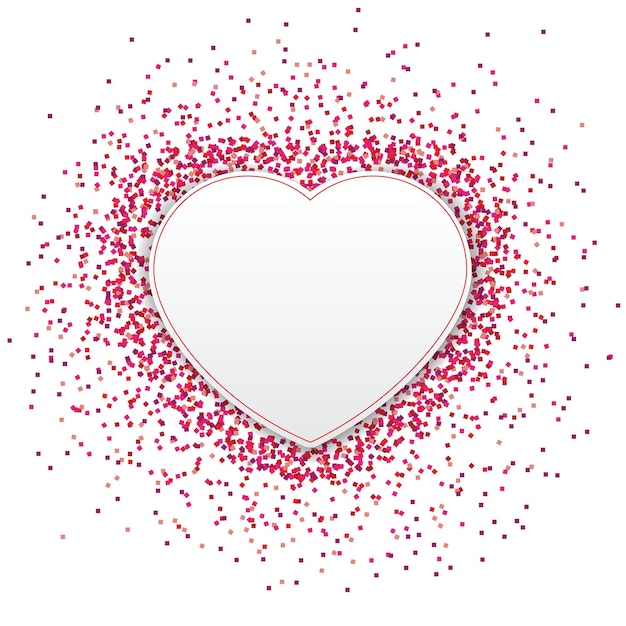 Vector background with red glitter heart