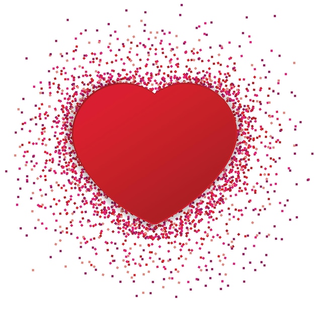 Vector background with red glitter heart