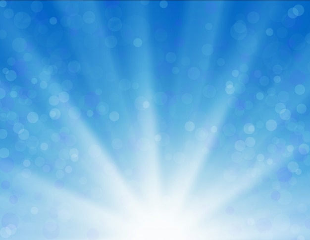 Vector background with shiny sun over a blue sky