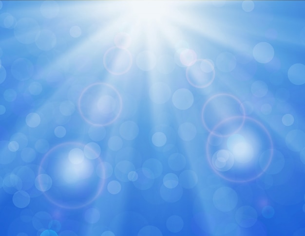 Vector vector background with shiny sun over a blue sky