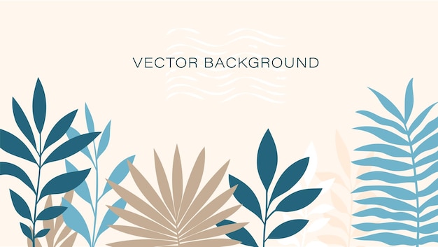 Вектор Векторный фон с тропическими листьями веток джунглей в стильном цвете