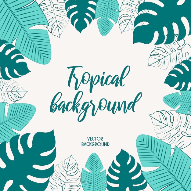 Vector background with tropical leaves