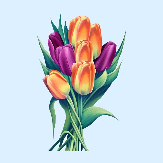 vector background with tulips hand drawn illustration happy mothers day spring holiday design