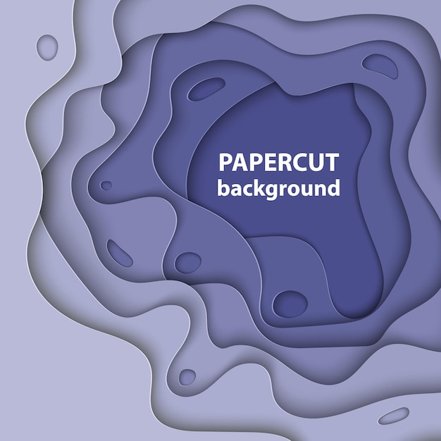 Sfondo vettoriale con carta colorata viola tagliata layout di design in stile arte carta astratta 3d